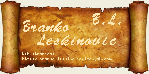 Branko Leškinović vizit kartica